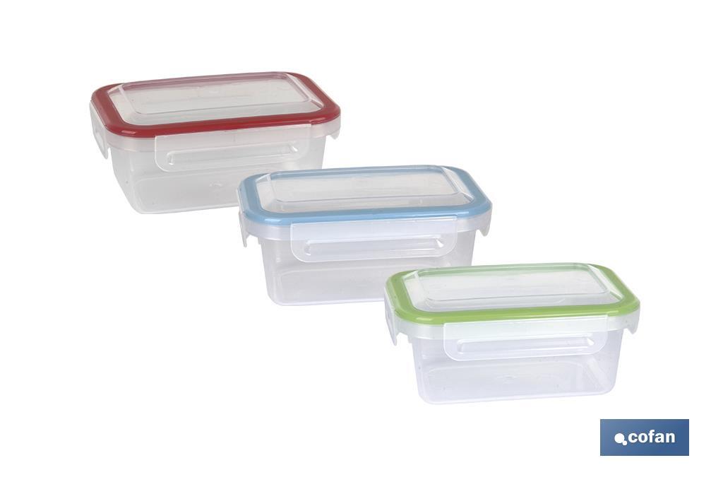 Fiambrera rectangular | Con tapa en color rojo | Capacidad para 1,4 litros | Apta para microondas, congelador y lavavajillas